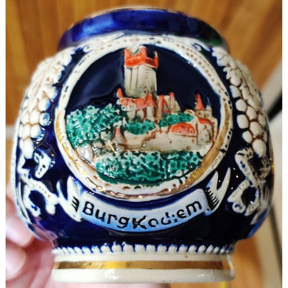 Marzi & Remy Vtg Blue German Beer Stein Punch Mug Raised Landmark Pictures #2885 - Picture 3 of 6